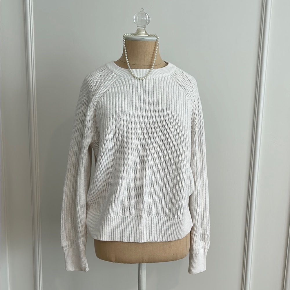 J.Crew Fisherman Classic sweater in white, M, EUC